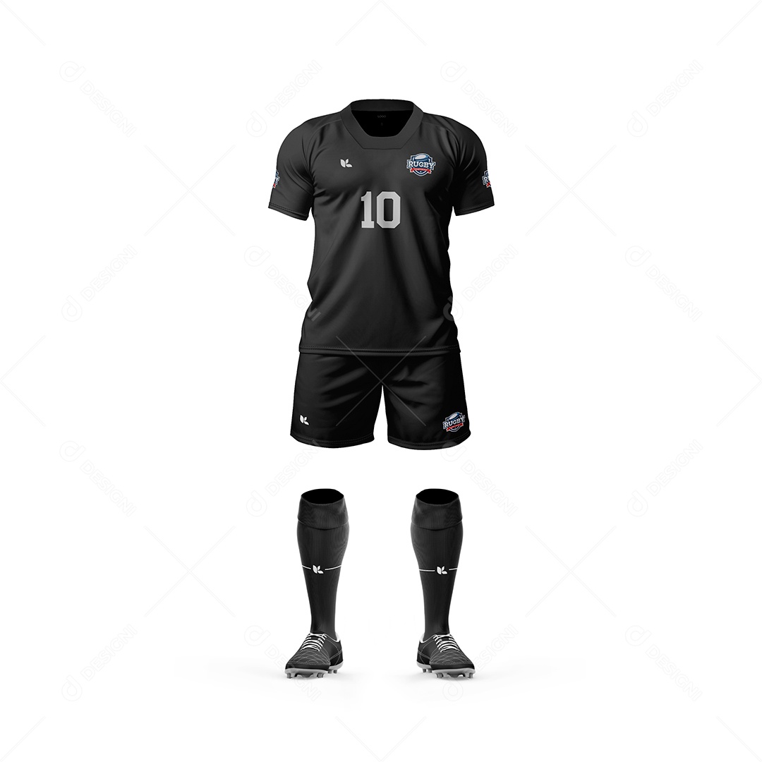 Uniforme de Rugby Com Colarinho Tipo u Visto de Frente  PSD Editável Mockup