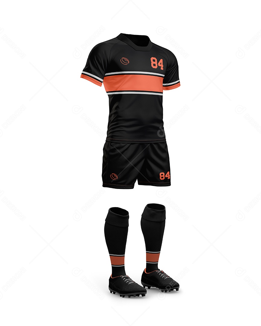 Uniforme de Rugby Com Colarinho Tipo u Visto de Lado PSD Editável Mockup