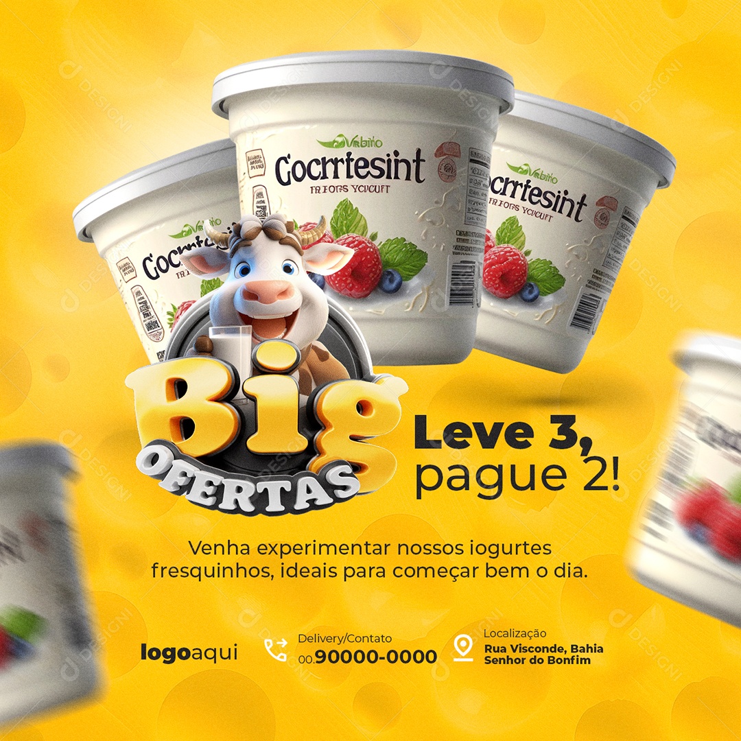 Big Ofertas Laticínios Leve 3 Pague 2 Social Media PSD Editável