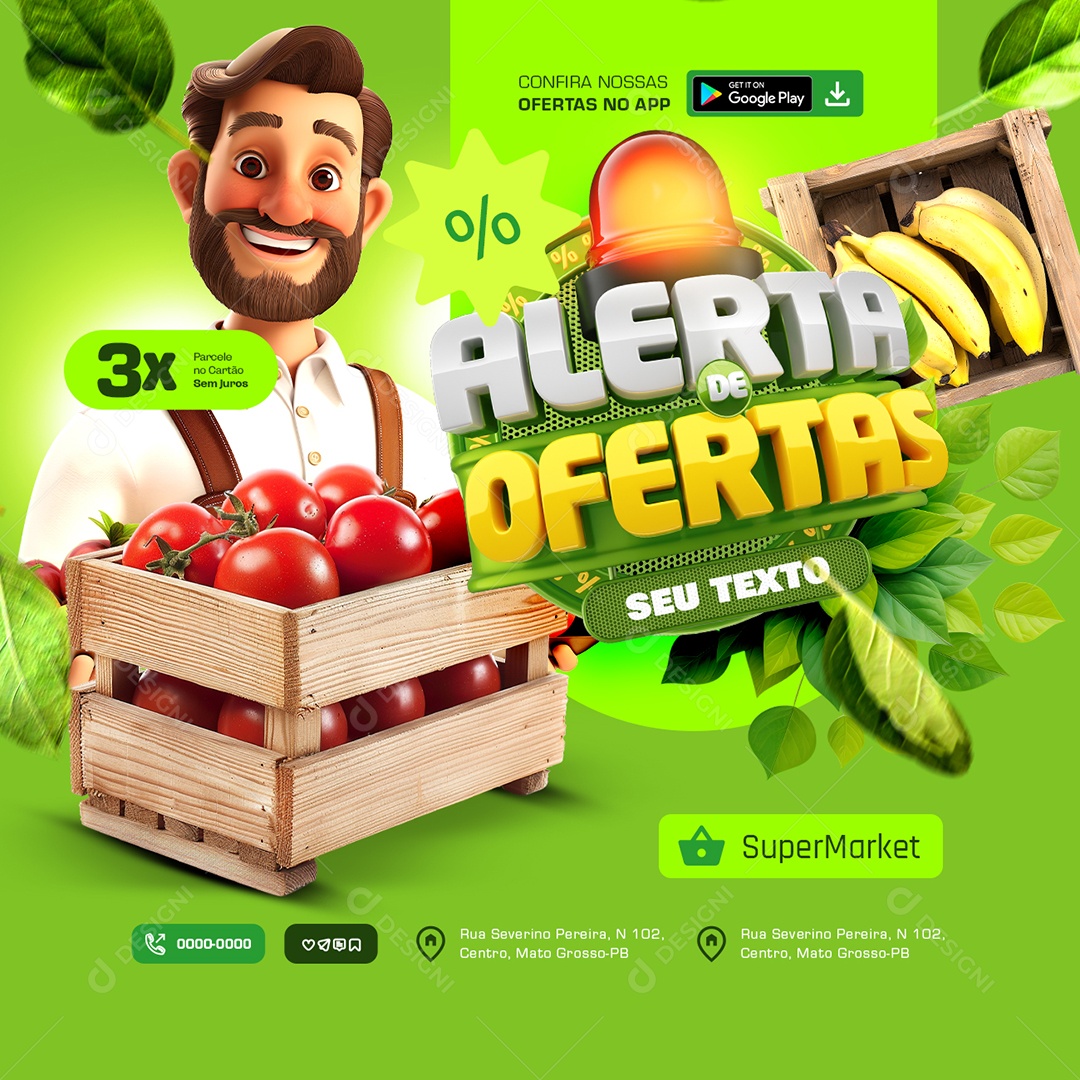 Alerta  de Ofertas Hortifruti Tomate Social Media PSD Editável