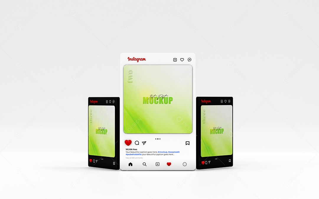 Mockup Posts Instagram Likes Modelo PSD Editável