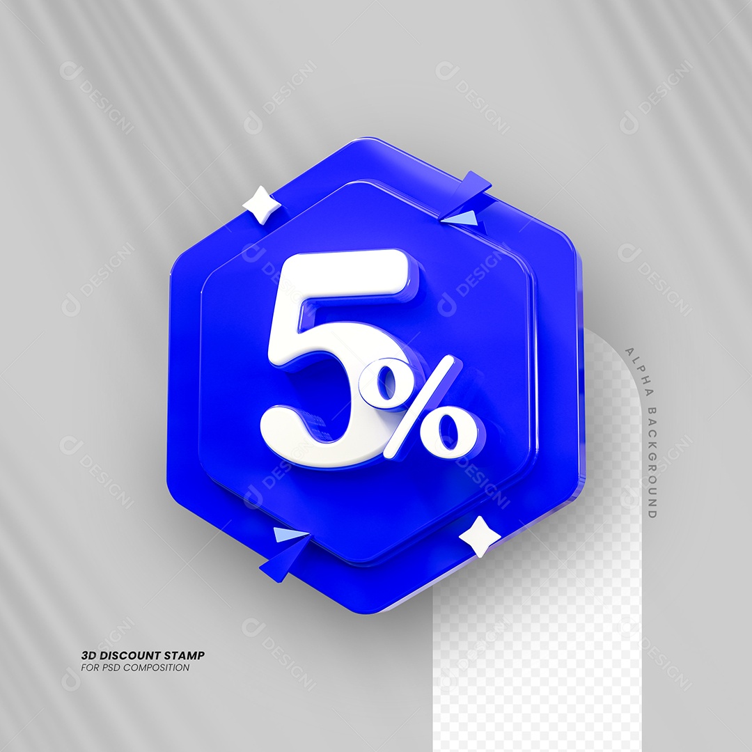 Desconto de 5% Elemento 3D para Composição PSD