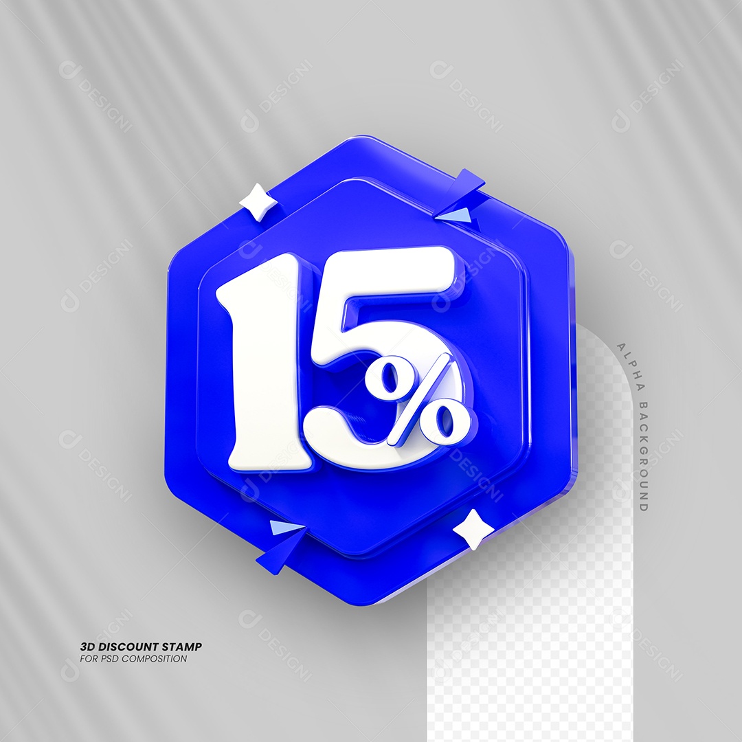 Desconto de 15% Elemento 3D para Composição PSD
