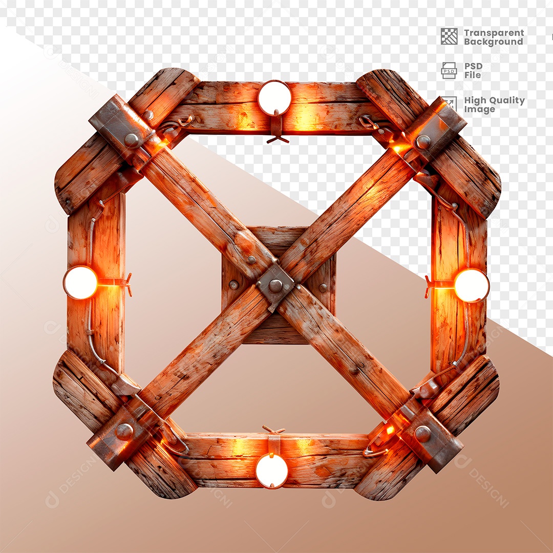 Elemento 3D de Madeira para Composição PSD
