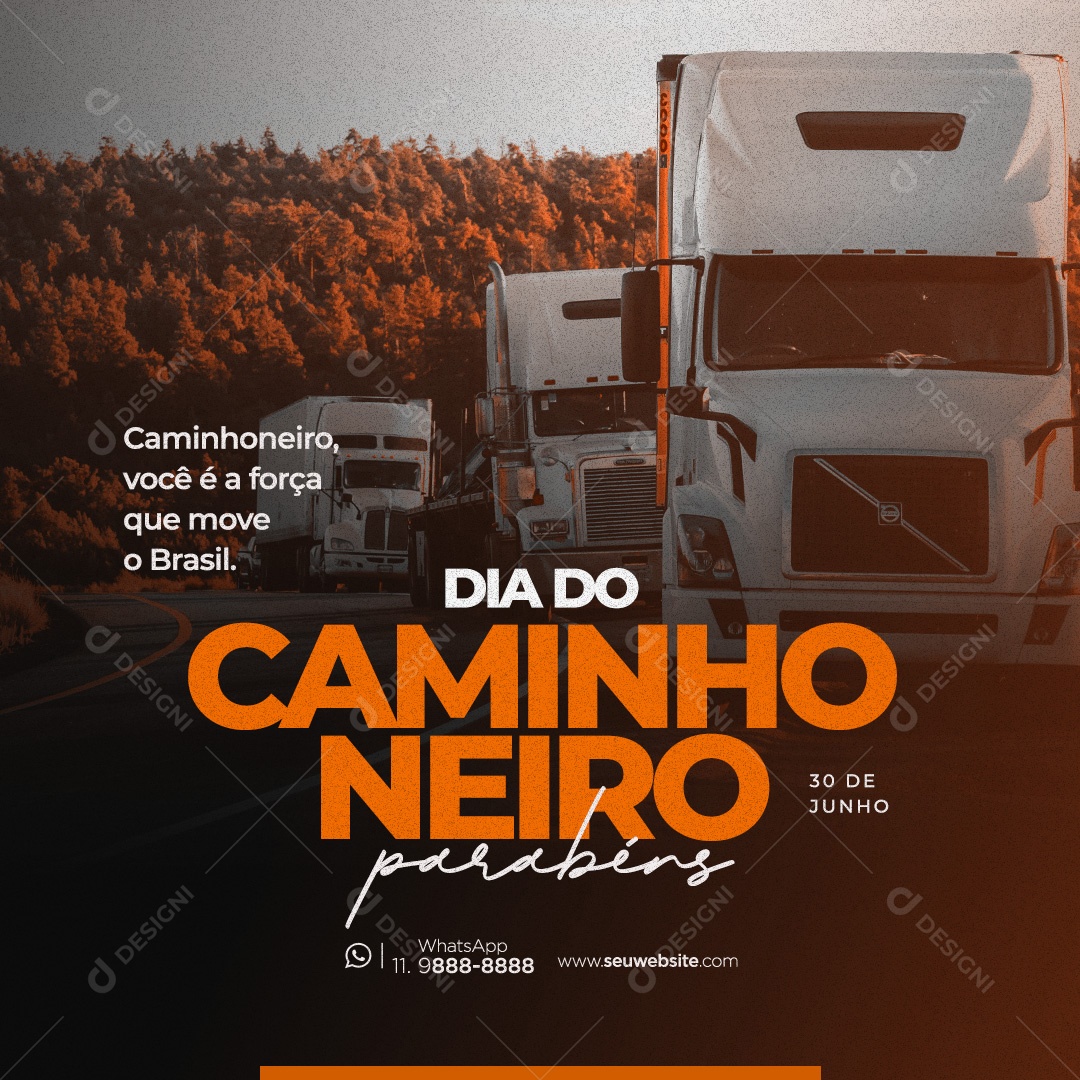 Dia do Caminhoneiro Social Mídia PSD Editável