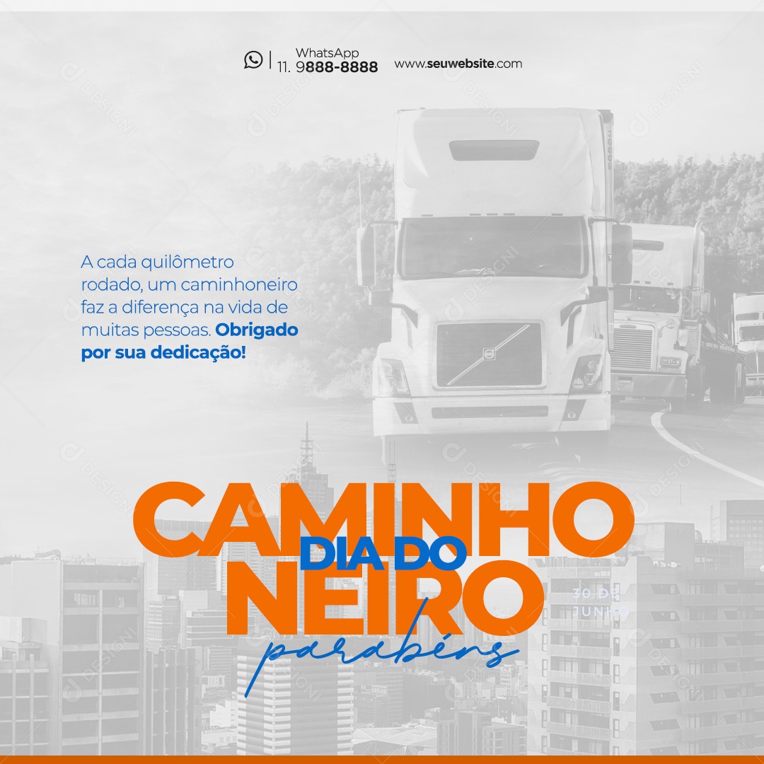Dia do Caminhoneiro Social Mídia PSD Editável
