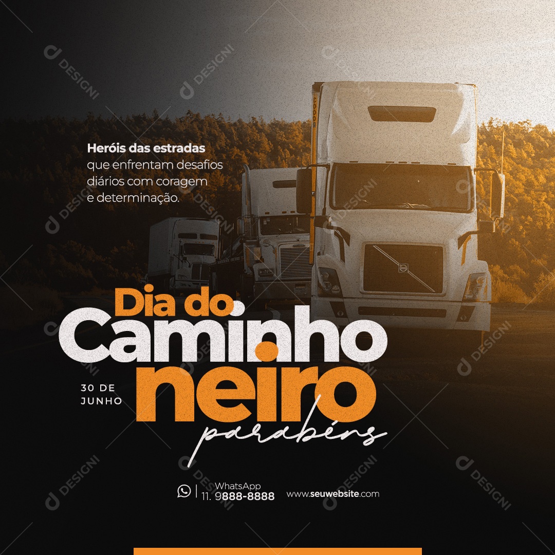 Dia do Caminhoneiro Social Mídia PSD Editável