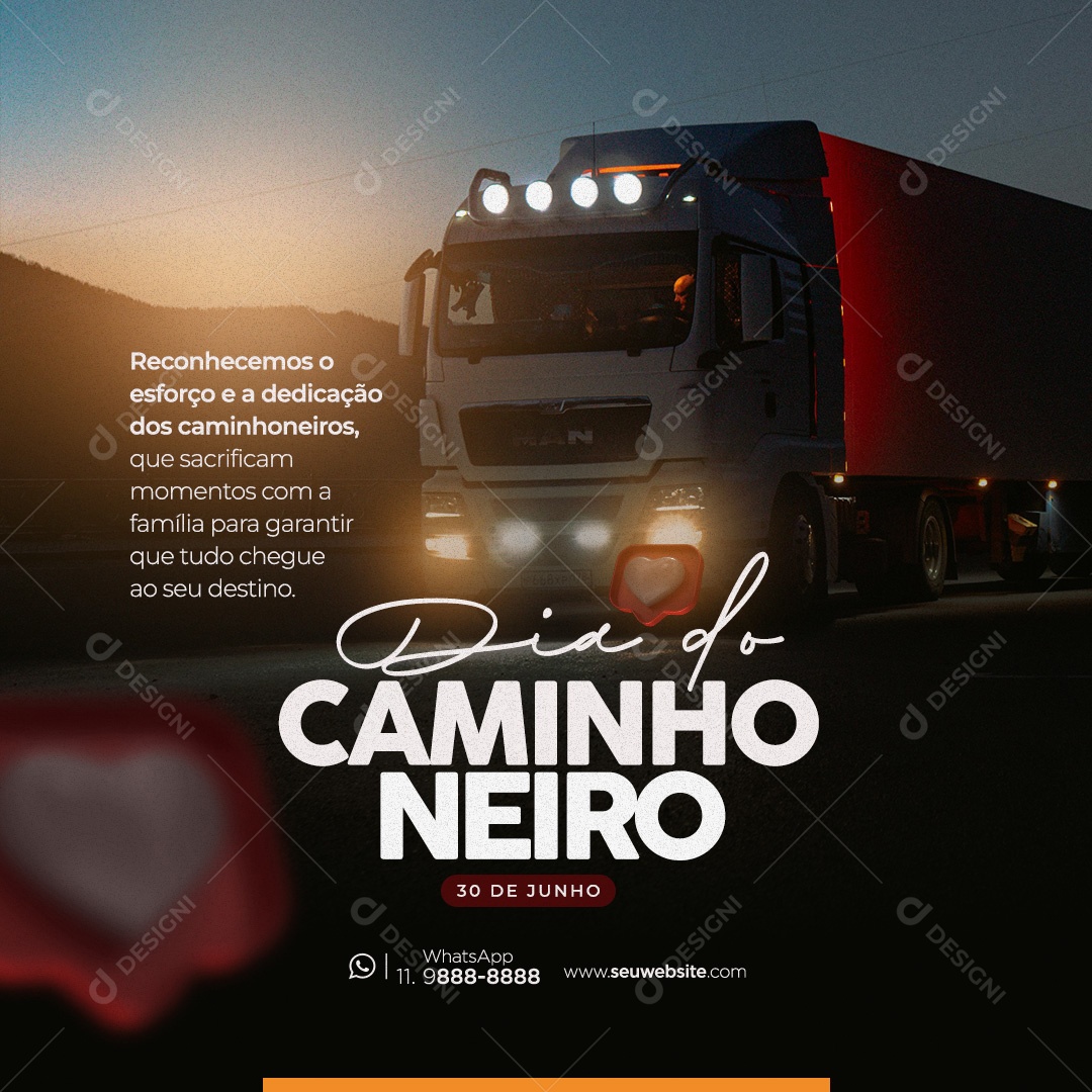 Dia do Caminhoneiro Social Mídia PSD Editável