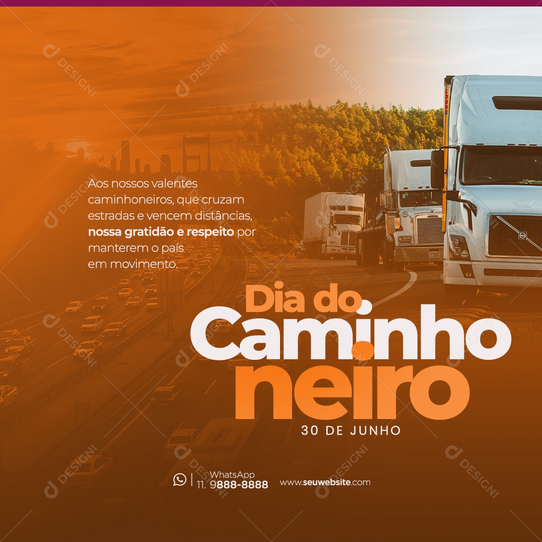 Dia do Caminhoneiro Social Mídia PSD Editável