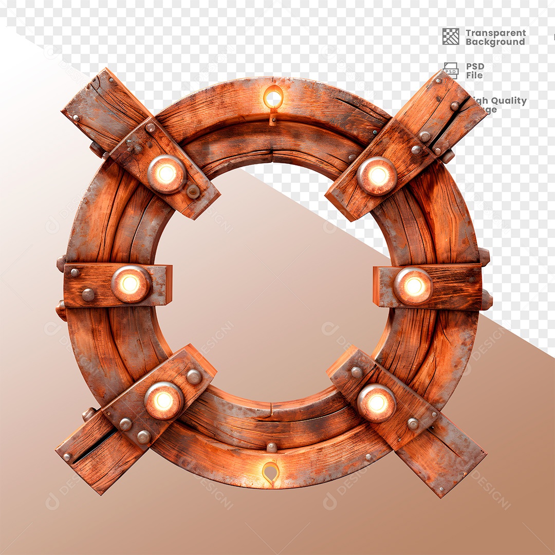 Elemento 3D de Madeira para Composição PSD