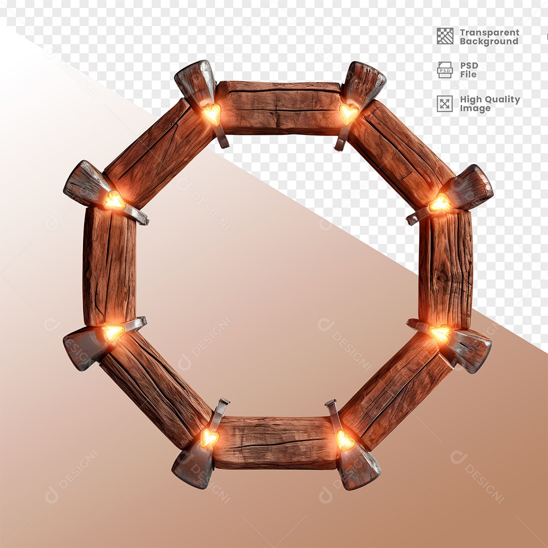 Elemento 3D de Madeira para Composição PSD