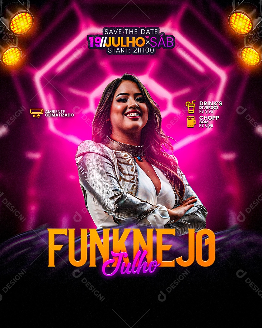 Flyer Funknejo Julho Social Media PSD Editável