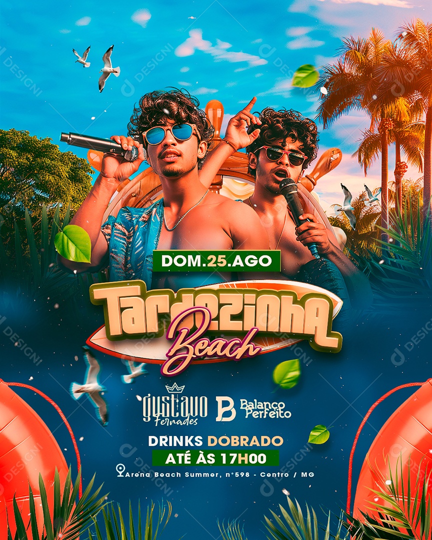 Flyer Tardezinha Beach Gustavo Fernades Balanço Perfeito Social Media PSD Editável