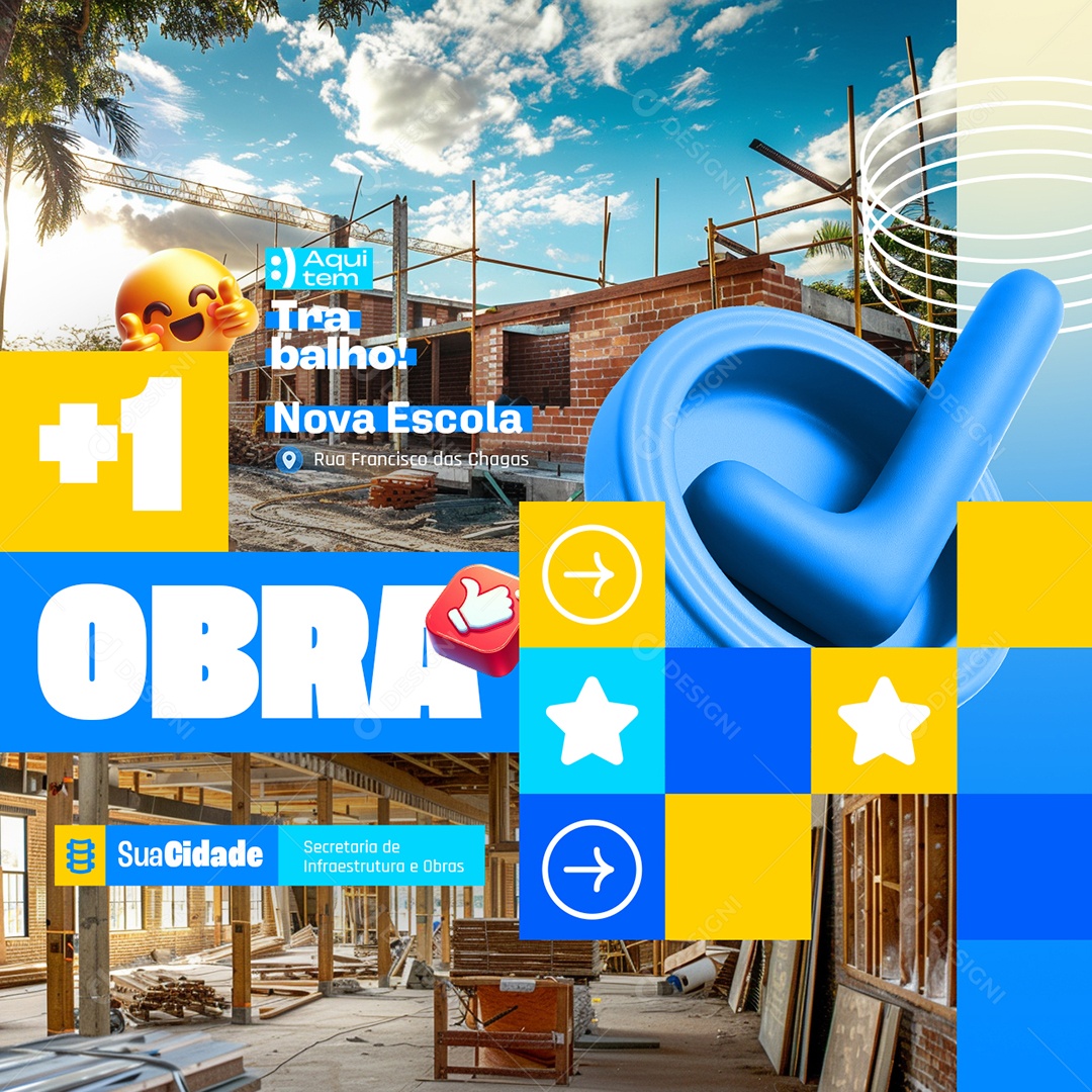 Prefeitura Obras Trabalho Escola Social Media PSD Editável