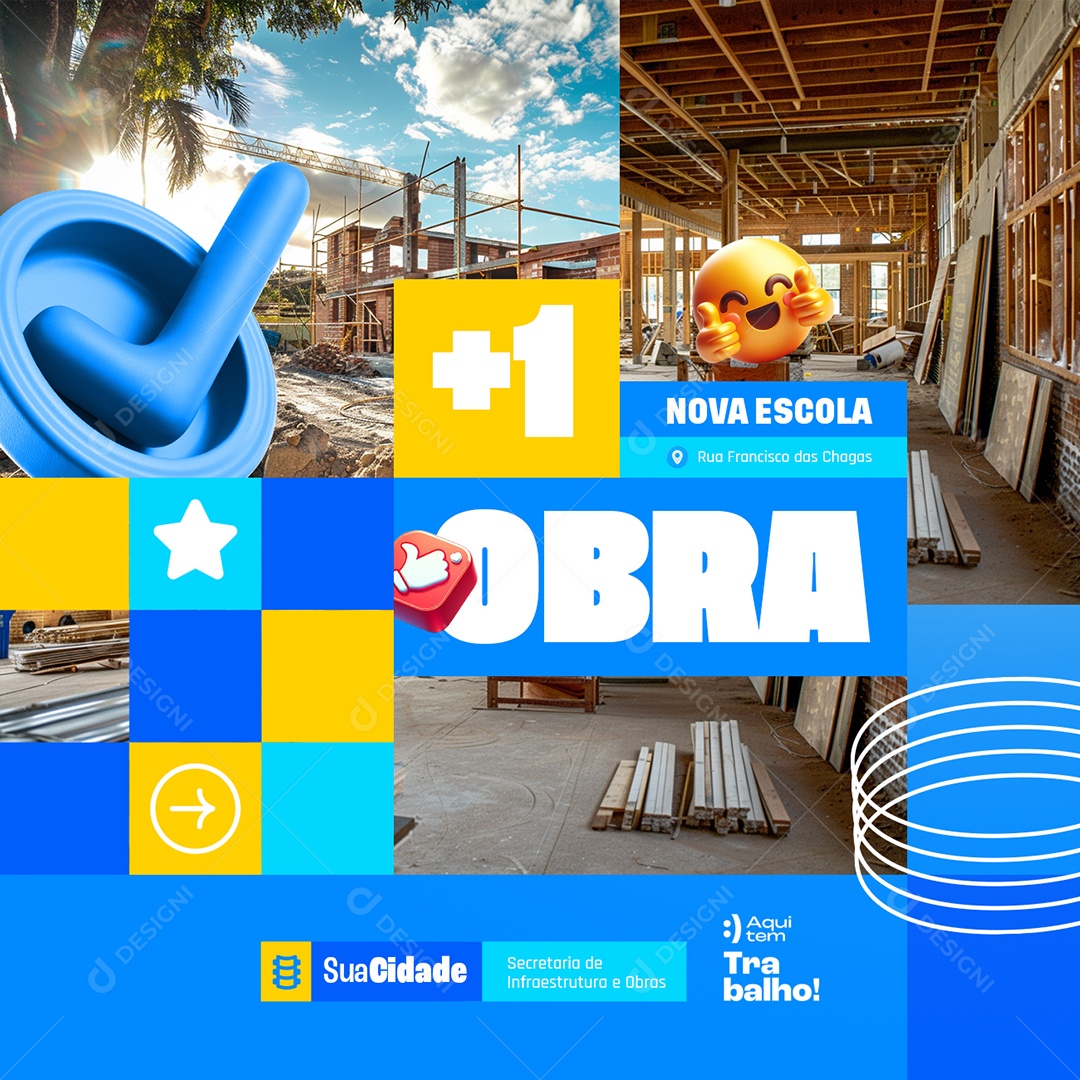 Prefeitura Mais 1 Obra Nova Escola Social Media PSD Editável