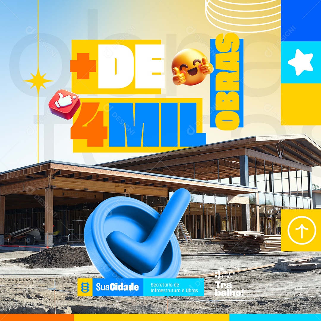 Prefeitura Mais de 4 Mil Obras Social Media PSD Editável