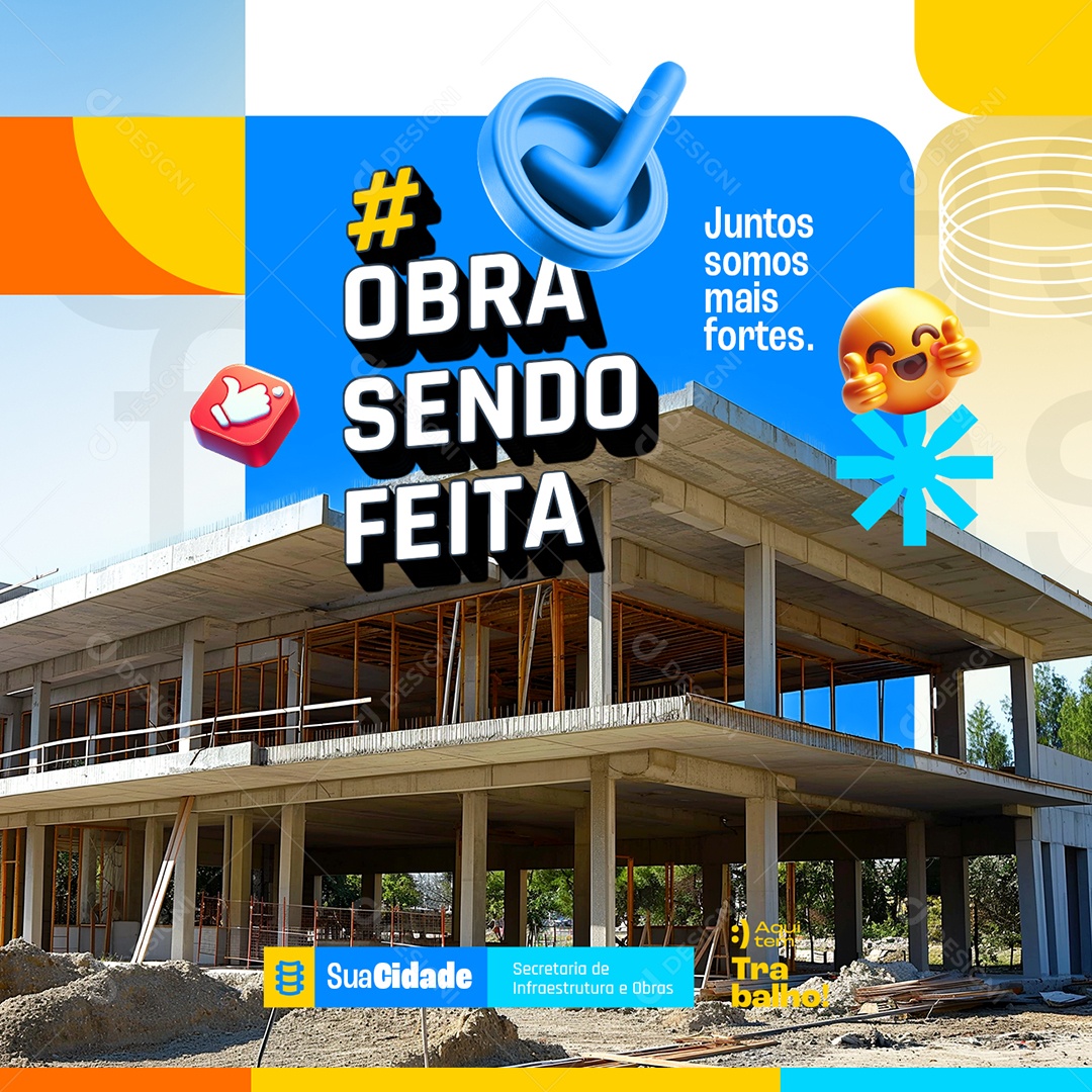 Prefeitura Obras Sendo Feita Social Media PSD Editável