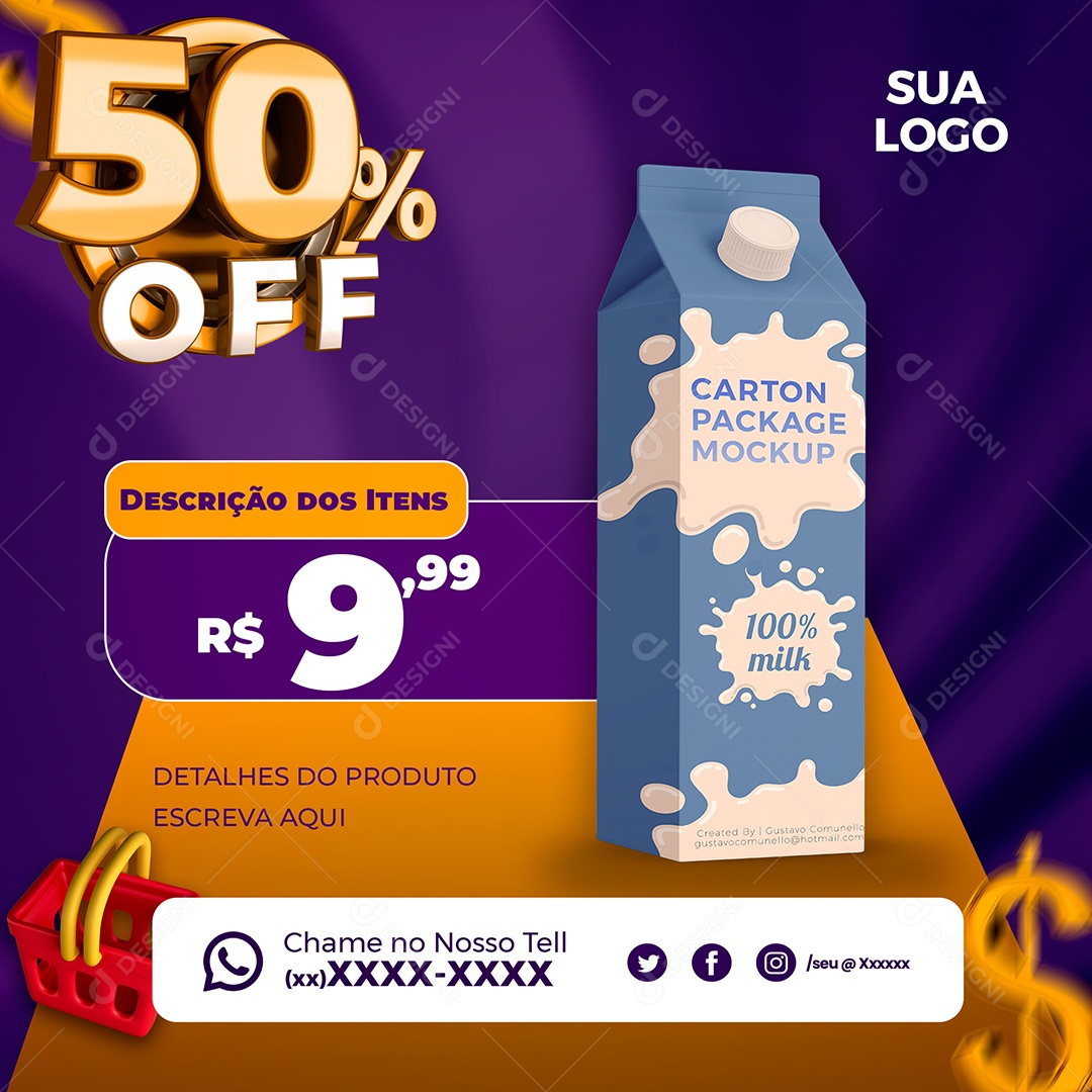 Post Template Varejo Ecommerce PSD Editável