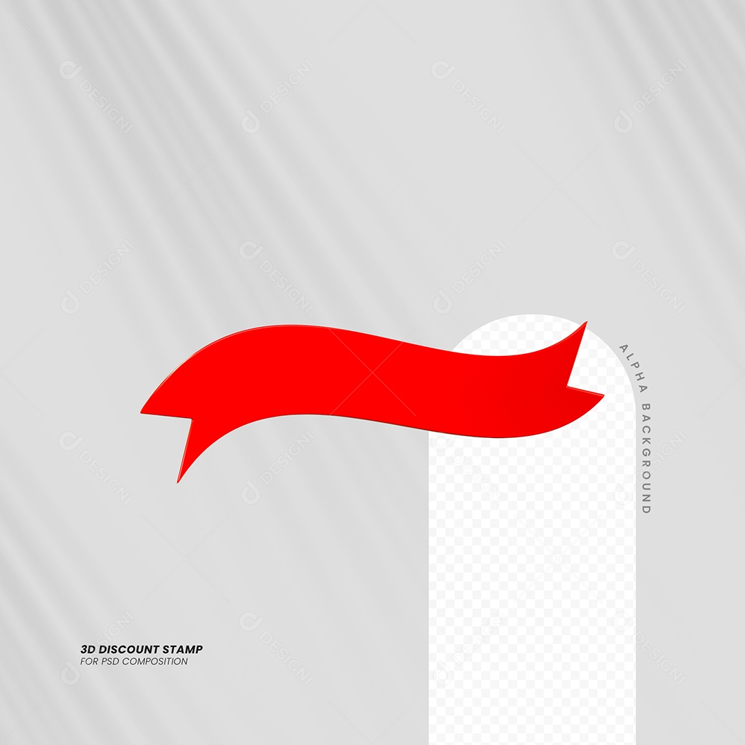 Faixa Vermelha Elemento 3D de Desconto para Composição PSD