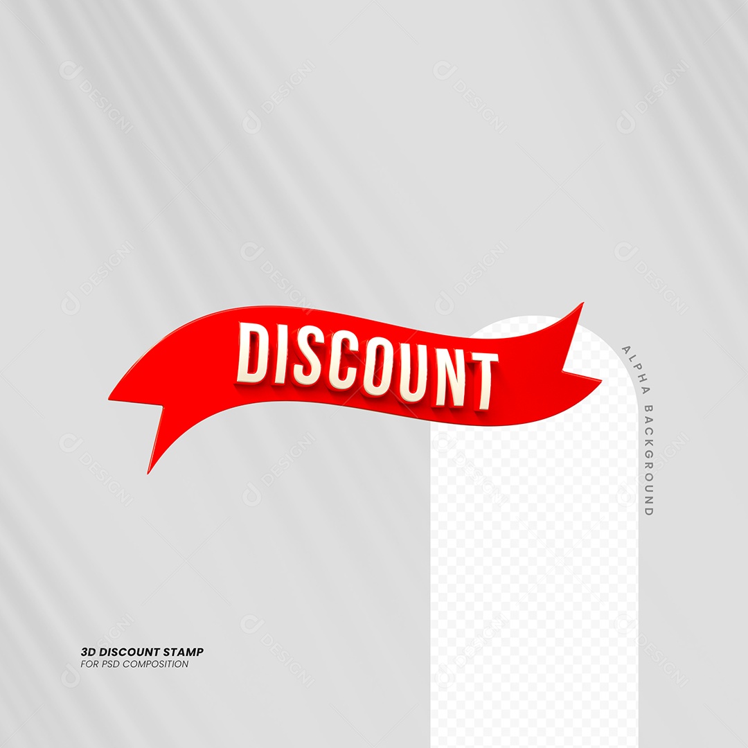Faixa de Desconto Elemento 3D para Composição PSD