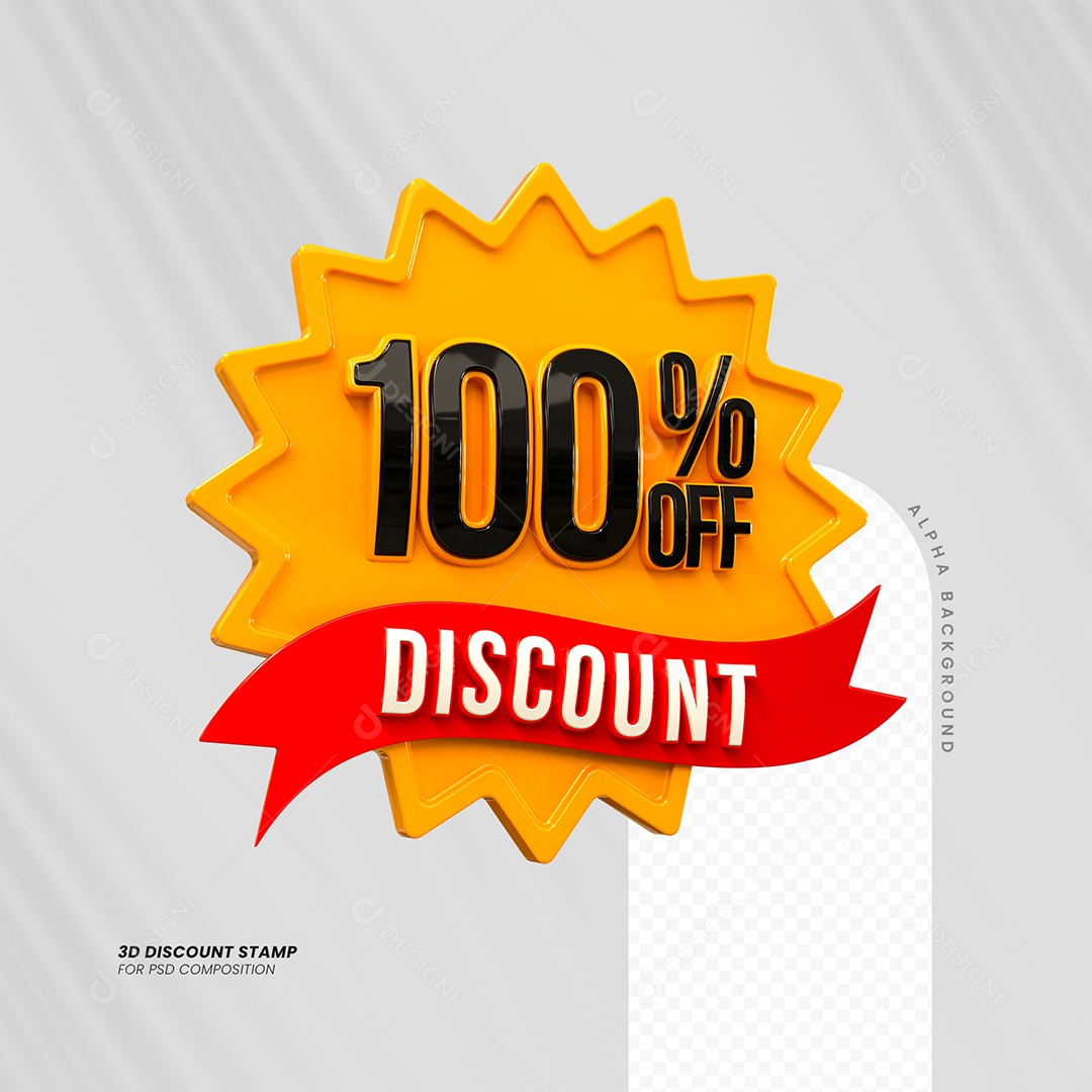 Desconto de 100% OFF Elemento 3D Laranja e Preto para Composição PSD