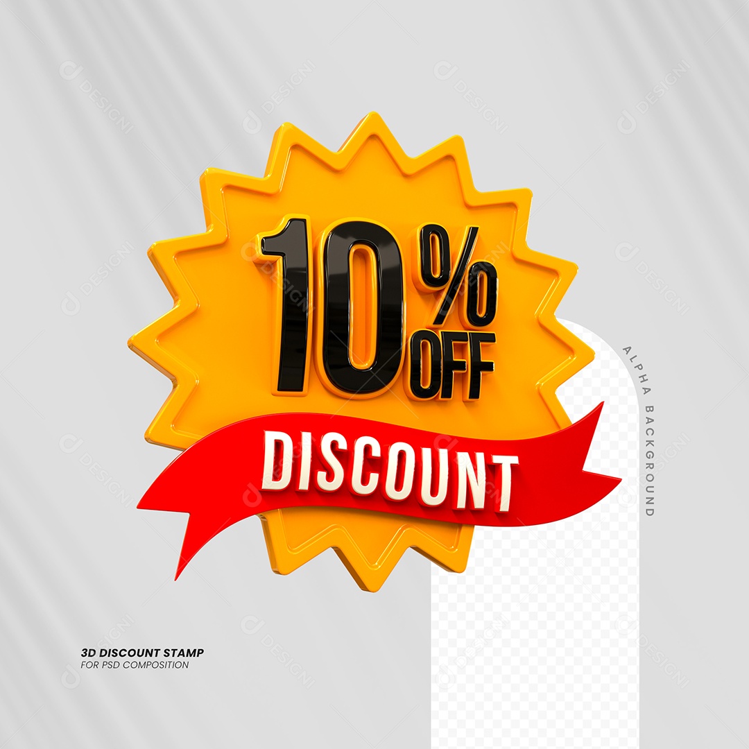 Desconto de 10% OFF Elemento 3D Laranja e Preto para Composição PSD
