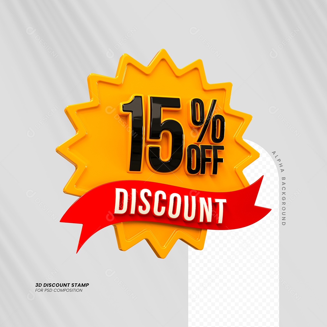 Desconto de 15% OFF Elemento 3D Laranja e Preto para Composição PSD
