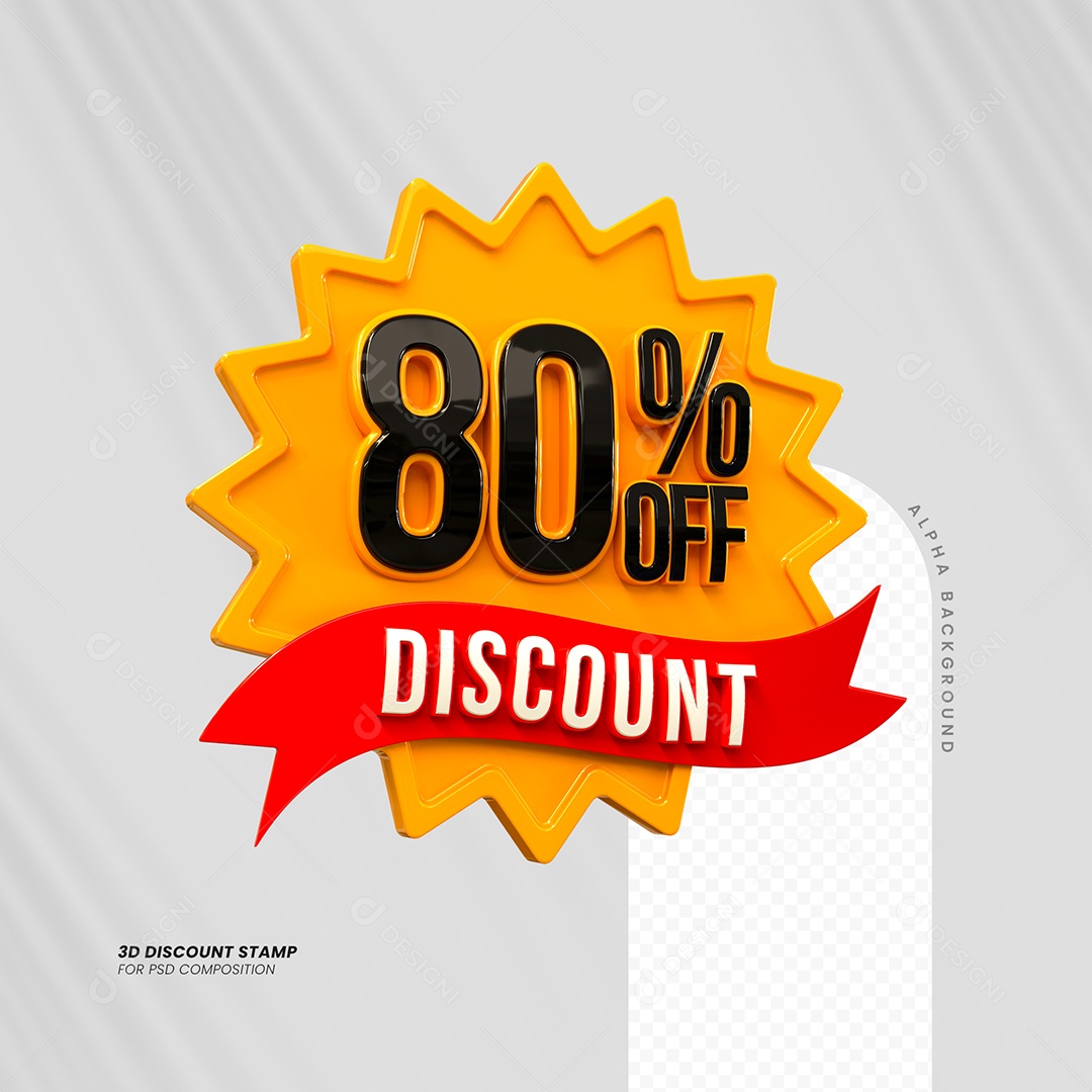 Desconto de 80% OFF Elemento 3D Laranja e Preto para Composição PSD