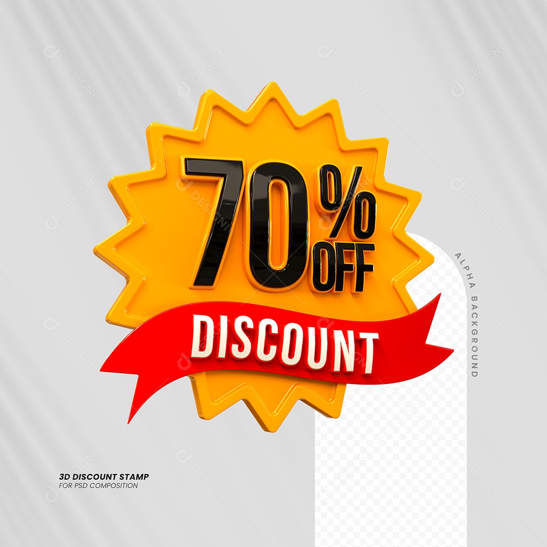 Desconto de 70% OFF Elemento 3D Laranja e Preto para Composição PSD