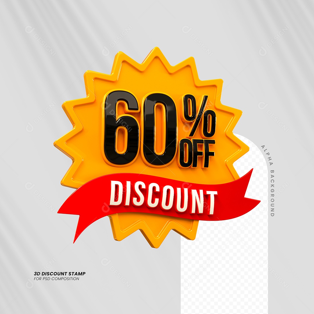 Desconto de 60% OFF Elemento 3D Laranja e Preto para Composição PSD