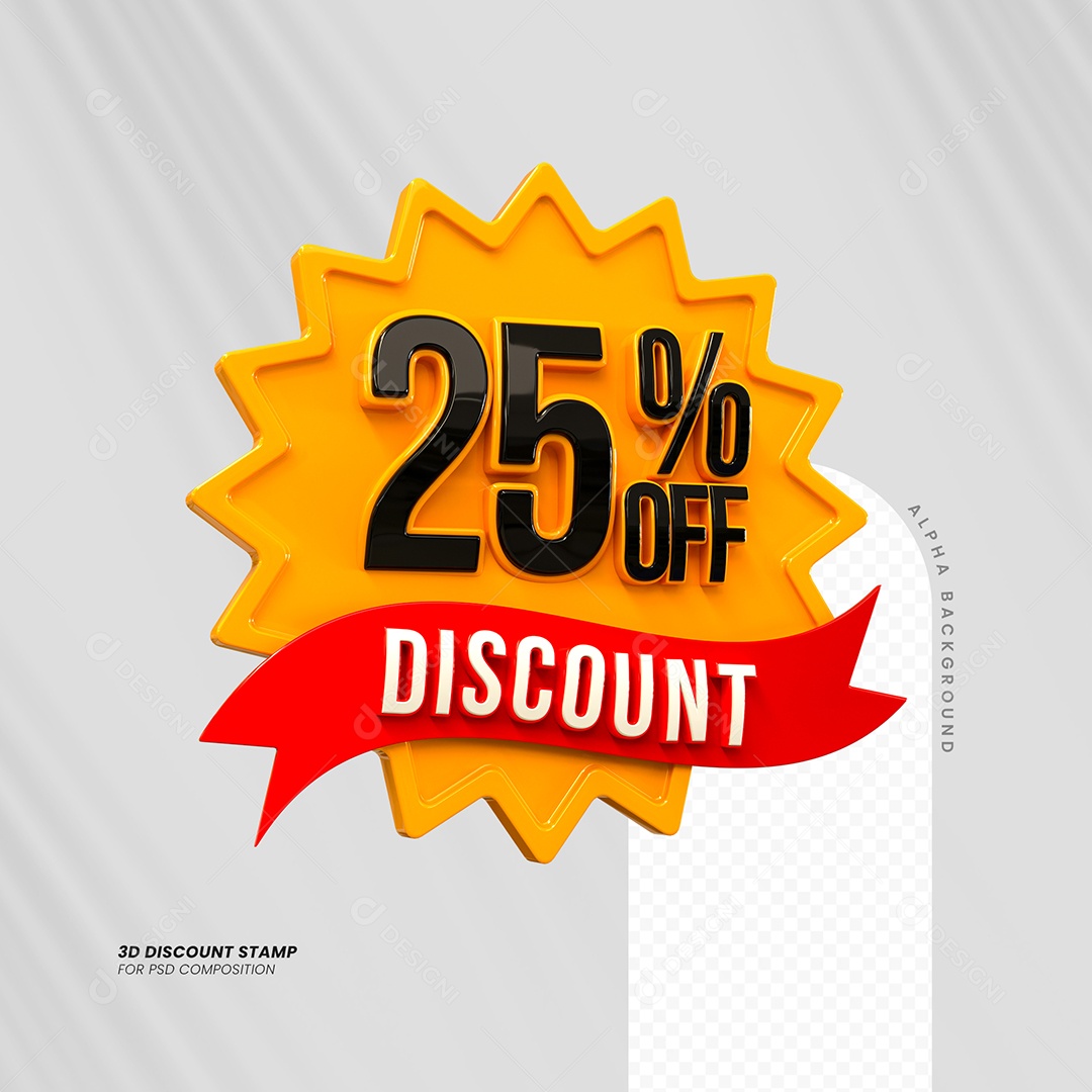 Desconto de 25% OFF Elemento 3D Laranja e Preto para Composição PSD