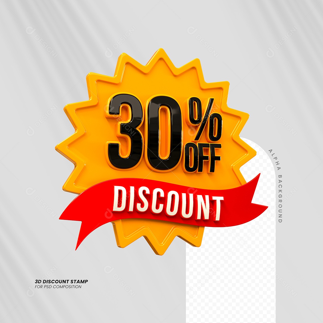 Desconto de 30% OFF Elemento 3D Laranja e Preto para Composição PSD