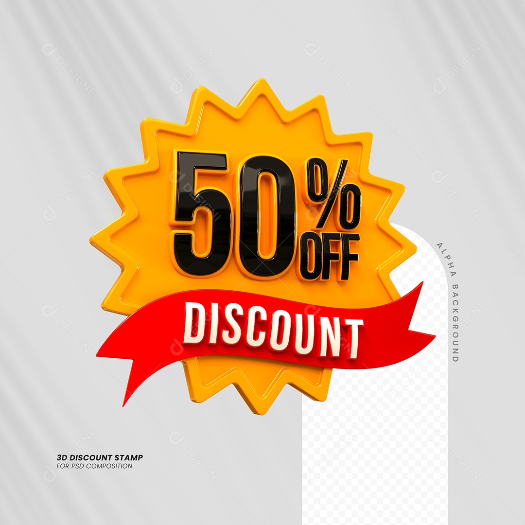 Desconto de 50% OFF Elemento 3D Laranja e Preto para Composição PSD