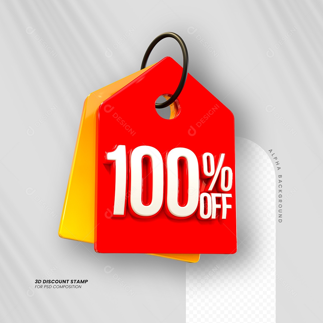 Desconto de 100% OFF Elemento 3D Vermelho e Branco para Composição PSD