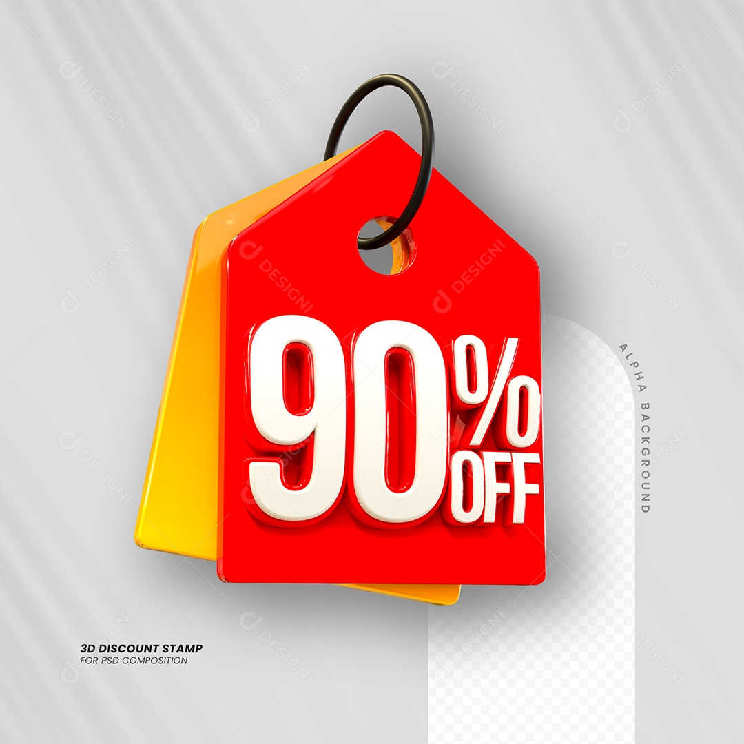 Desconto de 90% OFF Elemento 3D Vermelho e Branco para Composição PSD