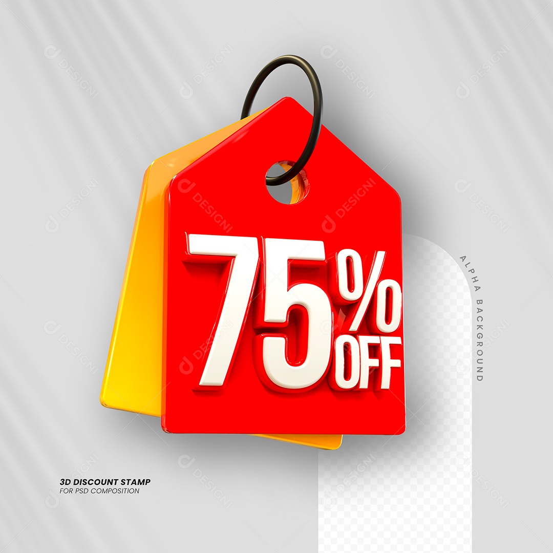 Desconto de 75% OFF Elemento 3D Vermelho e Branco para Composição PSD