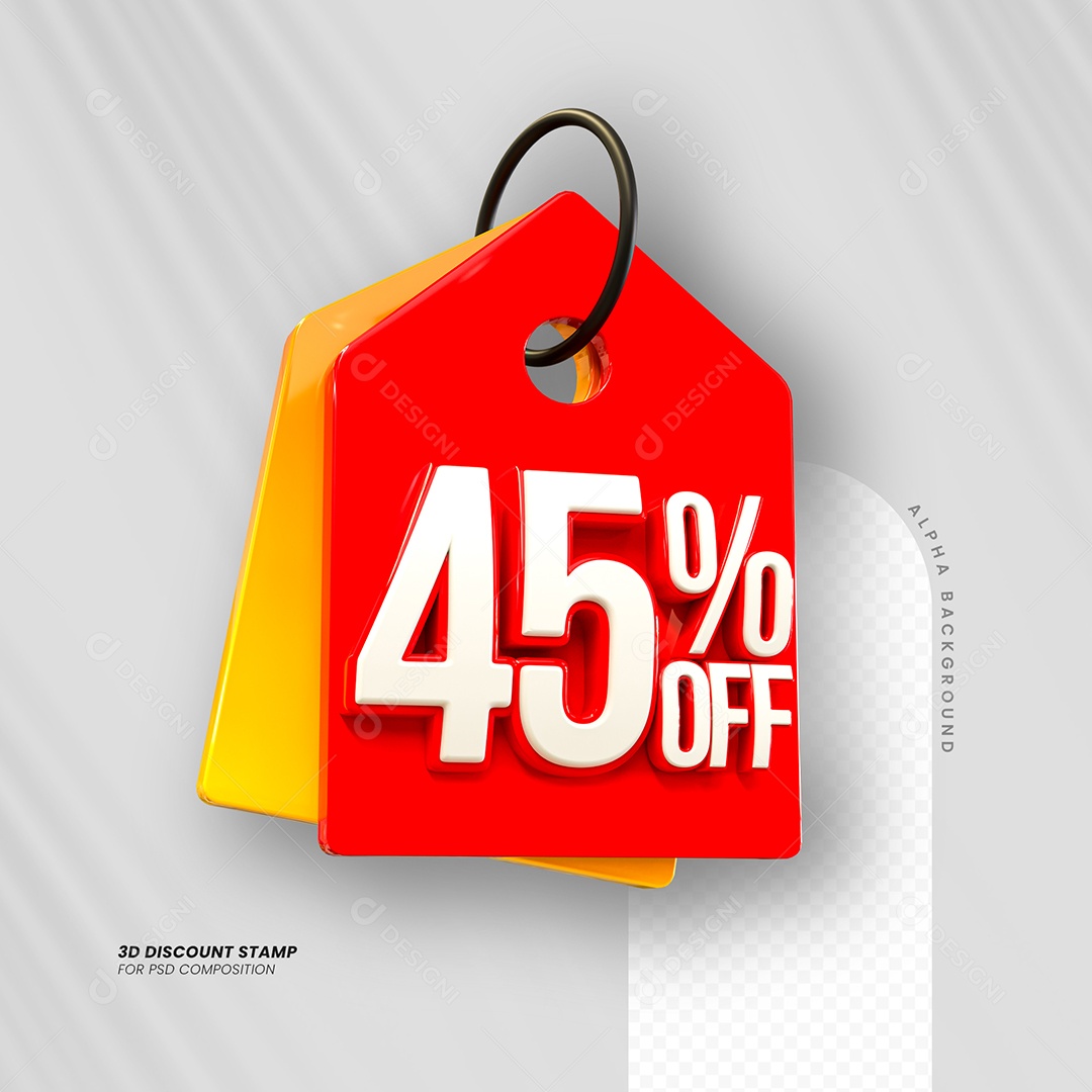 Desconto de 45% OFF Elemento 3D Vermelho e Branco para Composição PSD
