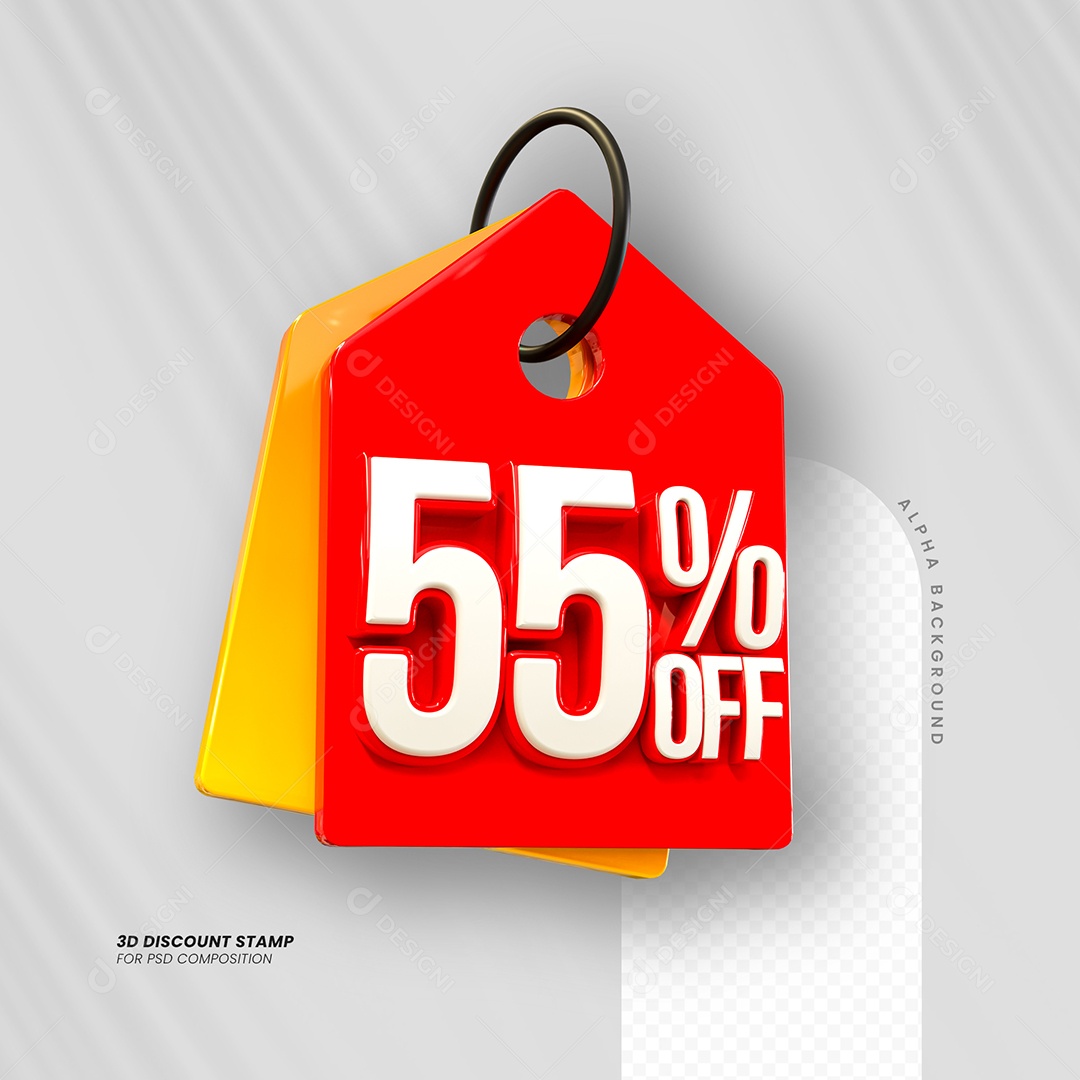 Desconto de 55% OFF Elemento 3D Vermelho e Branco para Composição PSD