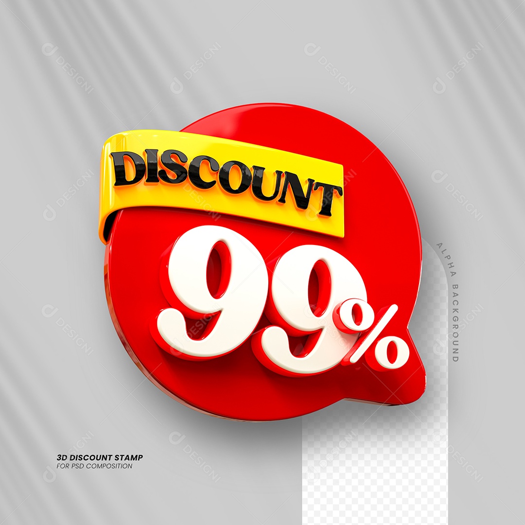 Desconto 99% Elemento 3D Vermelho e Branco para Composição PSD