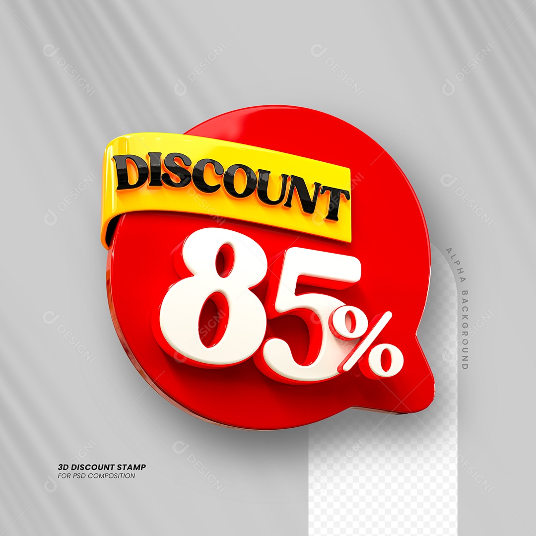 Desconto 85% Elemento 3D Vermelho e Branco para Composição PSD