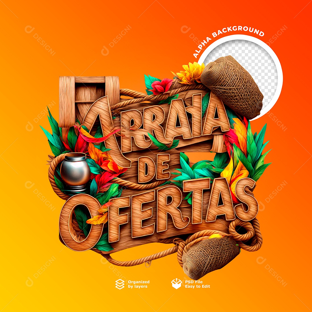 Selo 3D para Composição Arraiá de Ofertas