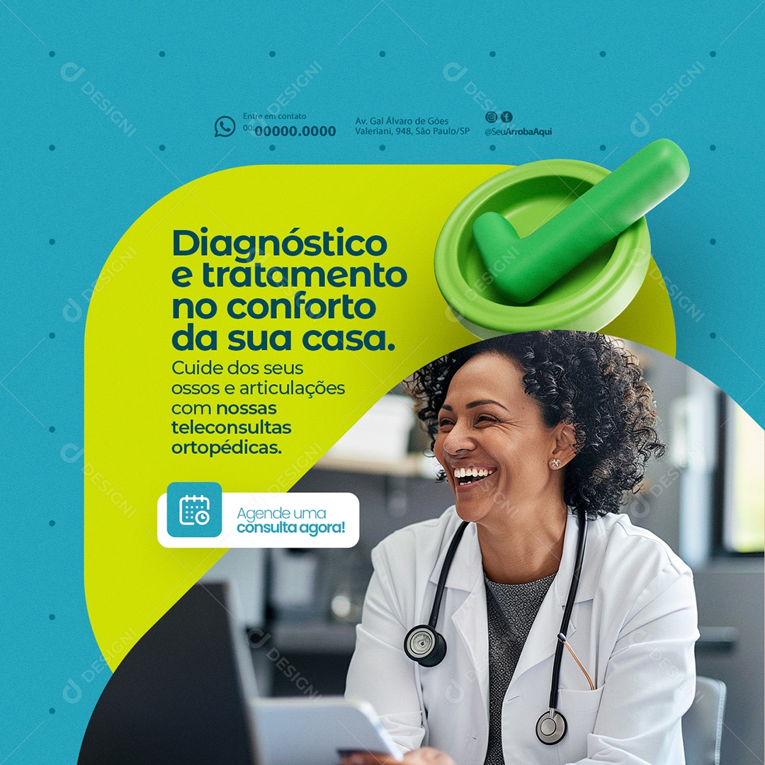 Telemedicina Diagnóstico e Tratamento Social Media PSD Editável