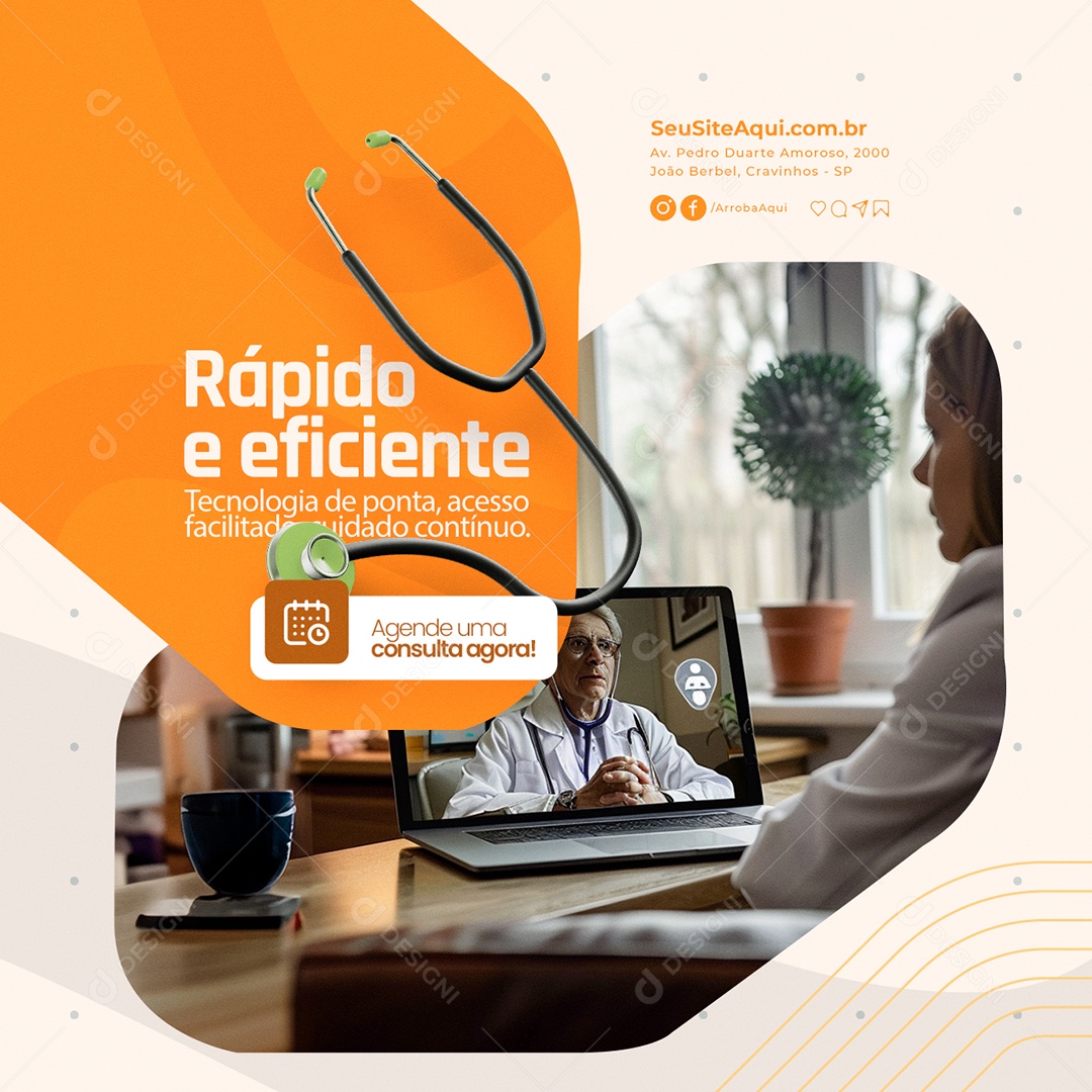 Telemedicina Rápido e Eficiente Social Media PSD Editável