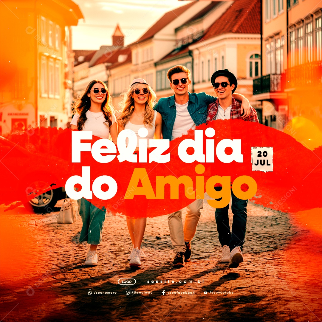 Feliz Dia do Amigo 20 de Julho Social Media PSD Editável