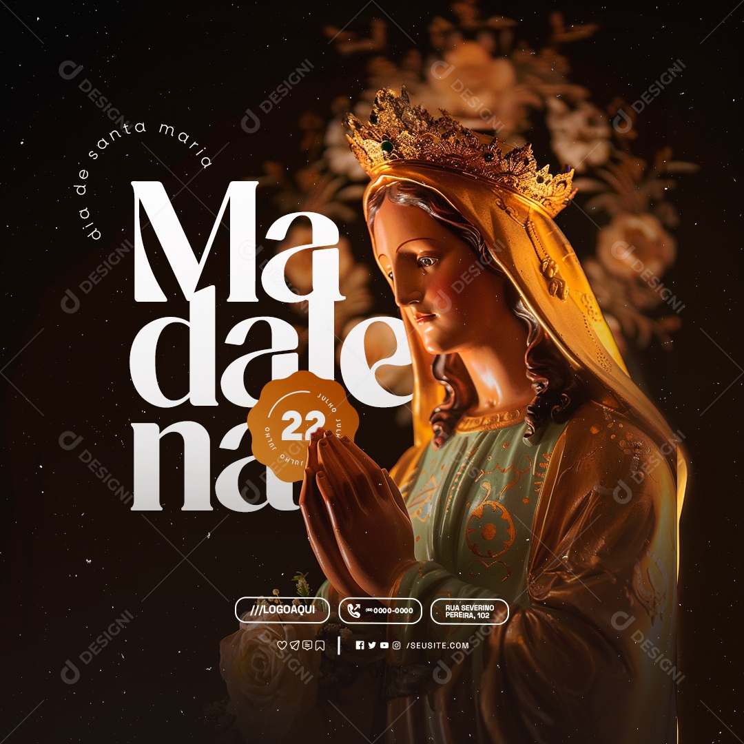 Social Media Dia de Santa Maria Madalena 22 de Julho PSD Editável