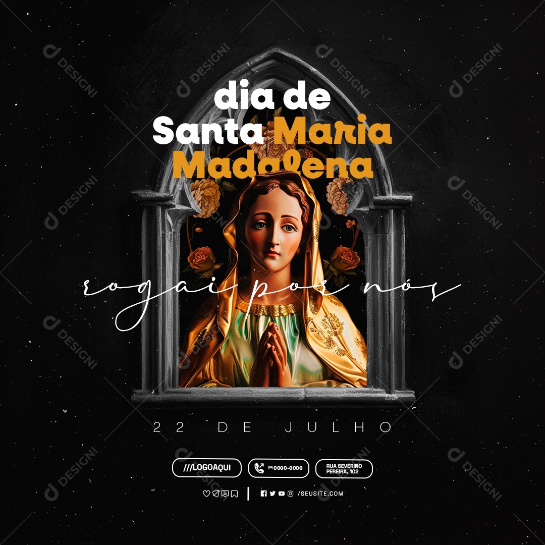 Dia de Santa Maria Madalena 22 de Julho Social Media PSD Editável