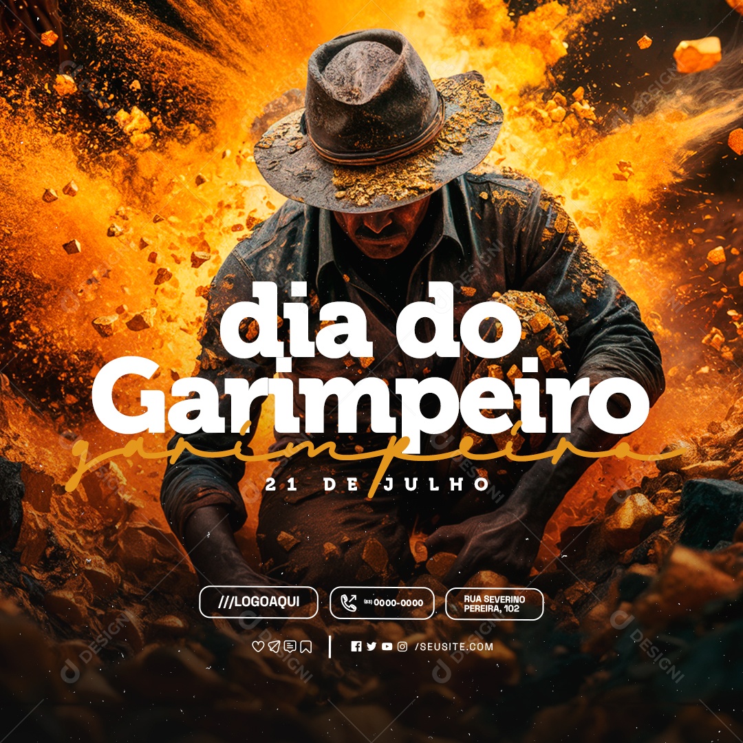 Dia do Garimpeiro 21 de Julho Social Media PSD Editável