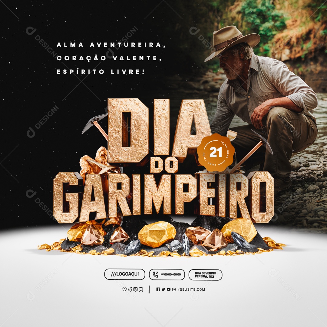 Dia do Garimpeiro 21 de Julho Social Media PSD Editável