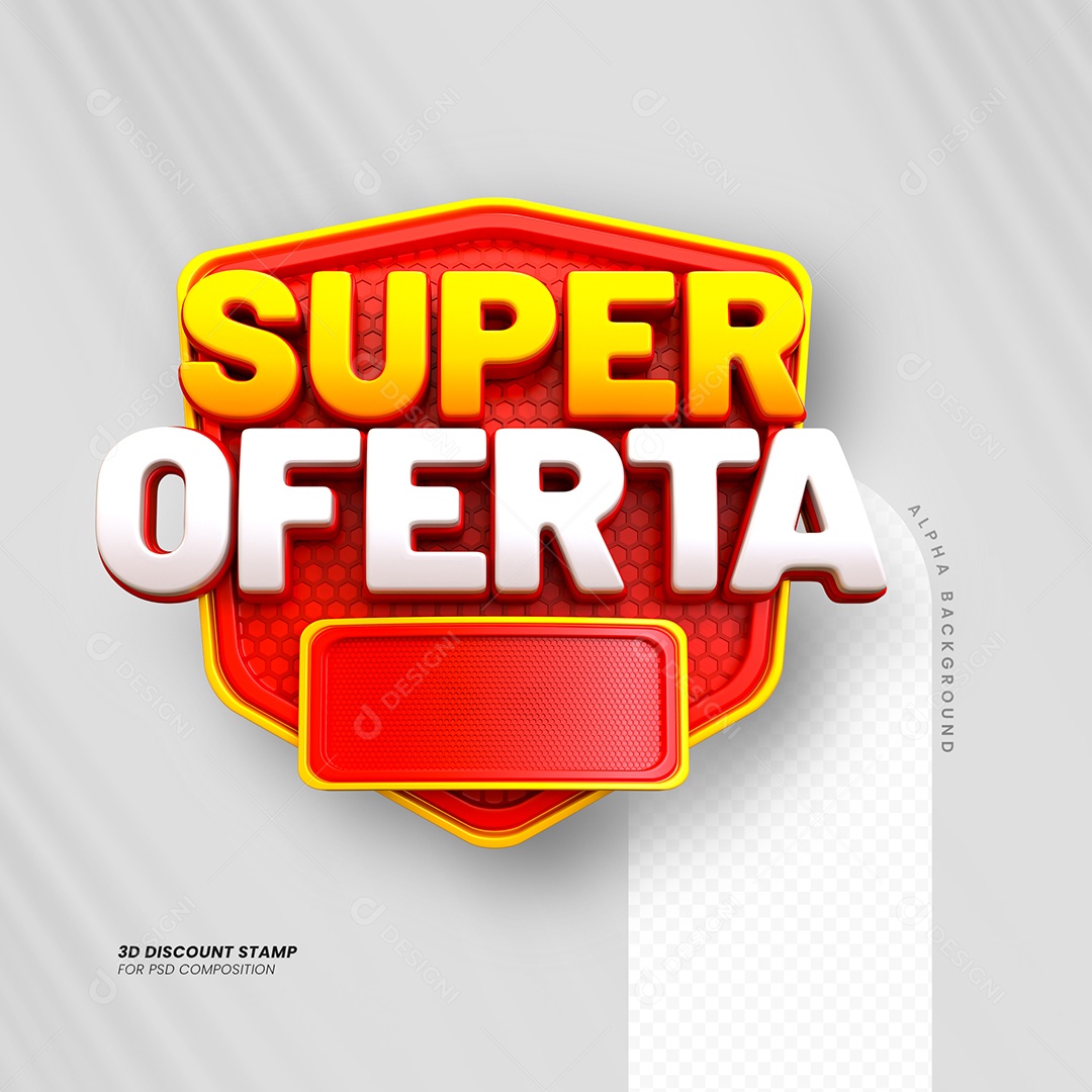 Super Oferta Selo 3D Amarelo e Branco para Composição PSD