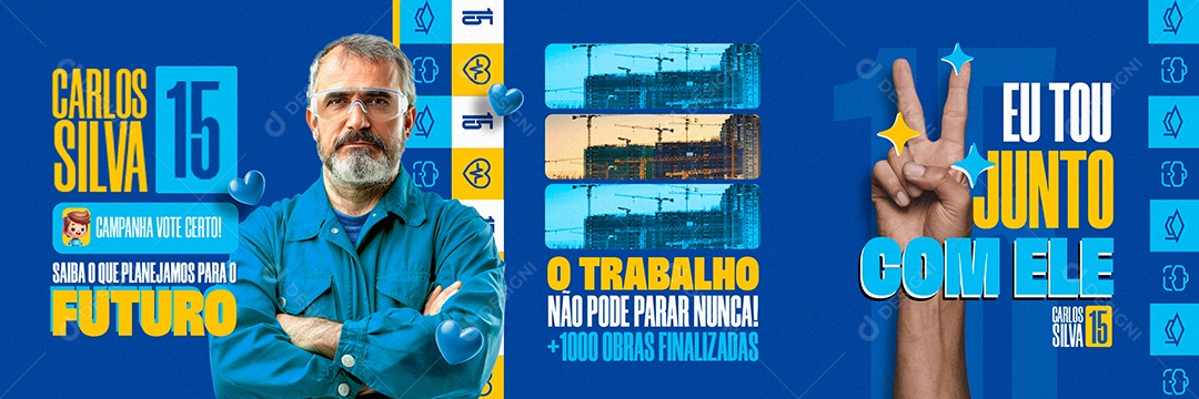 Carrossel Política Prefeito Carlos Silva 15 Social Media PSD Editável